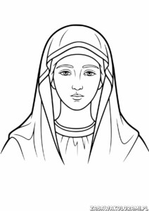 Prosta Zakonnica Kolorowanka - Spokojna twarz zakonnicy do pokolorowania