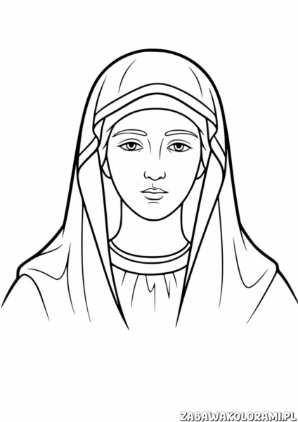 Prosta Zakonnica Kolorowanka - Spokojna twarz zakonnicy do pokolorowania