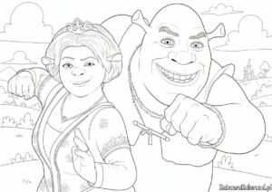 Shrek i Fiona kolorowanka - bajkowe postaci do kolorowania