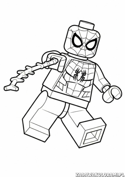 Spiderman Kolorowanka Lego – kolorowanka z superbohaterem w dynamicznej pozie