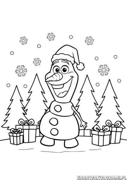 Świąteczka Kolorowanka Bałwan Olaf - kolorowanka świąteczna z bałwanem Olafem