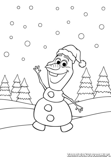 Świąteczka Kolorowanka Kraina Lodu Olaf - kolorowanka z radosnym bańką w świątecznym nastroju