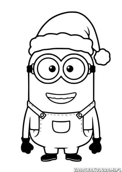 Świąteczka Kolorowanka Minionek - kolorowanka z Minionem w czapce św. Mikołaja
