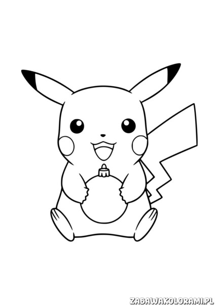 Świąteczka Kolorowanka Pokemon Pikachu - kolorowanka z Pikachu w świątecznym nastroju