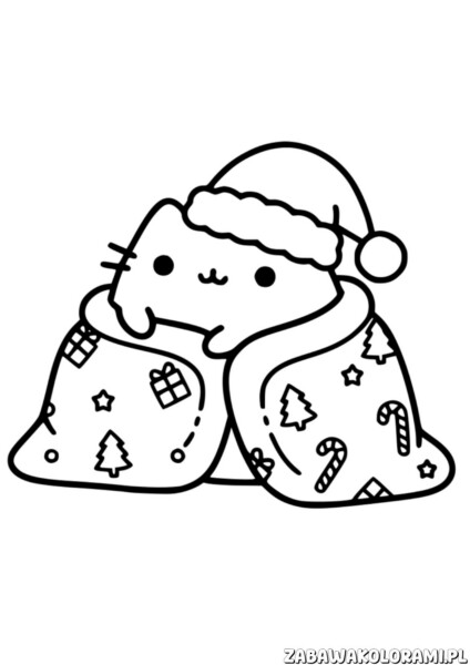 Świąteczka Kolorowanka Pushen - kolorowanka z Pushenem w świątecznej czapce