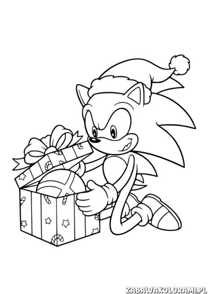 Świąteczka Kolorowanka Sonic - kolorowanka z Soniczkiem w świątecznym nastroju