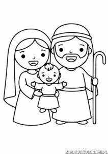 Święta rodzina Kolorowanka religijna - kolorowanka z postaciami świętej rodziny