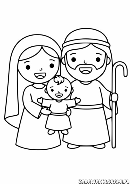Święta rodzina Kolorowanka religijna - kolorowanka z postaciami świętej rodziny