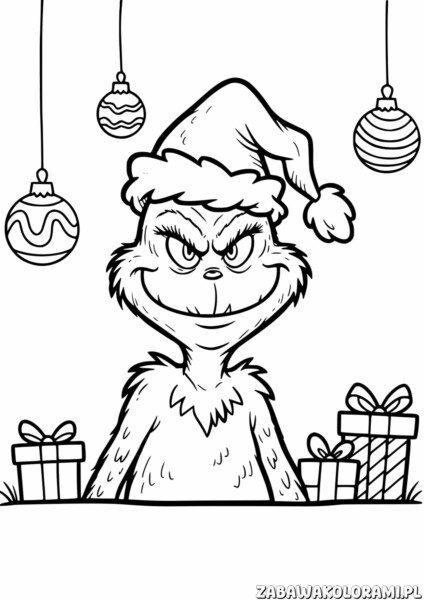 Grinch Kolorowanka - Koloruj zabawną postać z Bożego Narodzenia