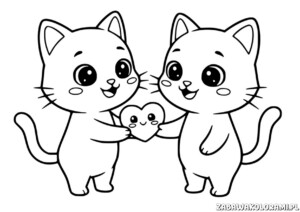 Walentynki Malowanka - kotki z sercem w środku