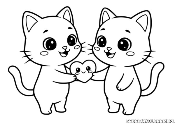 Walentynki Malowanka - kotki z sercem w środku