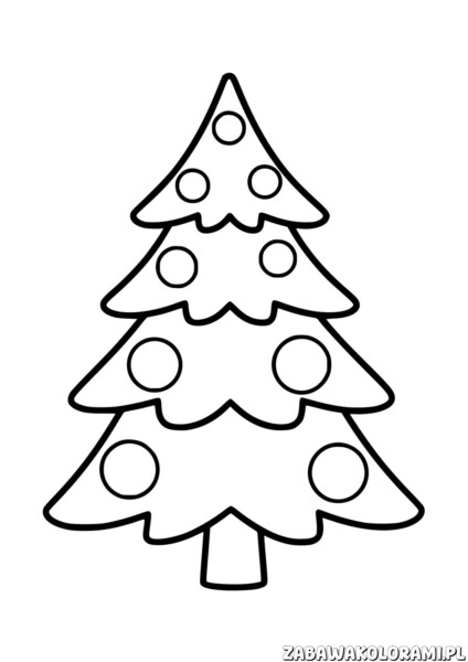 Choinka kolorowanka świąteczna do druku - kolorowanka z choinką i ozdobami