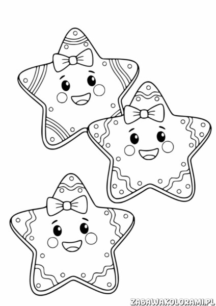 Ciasteczka świąteczne do druku - kolorowanka z uśmiechniętymi ciasteczkami