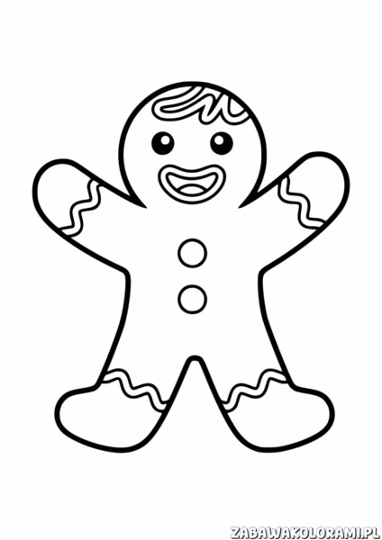 Ciasteczko świąteczne kolorowanka - ciasteczko z podniesionymi rękami