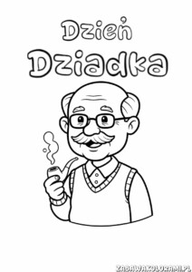 Dzień Dziadka z Fajką - kolorowanka przedstawiająca dziadka z fajką i uśmiechem.
