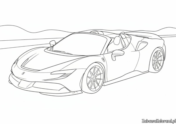 Ferrari kolorowanka - pokoloruj super samochód sportowy