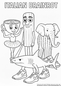 Italian Brainrot - kolorowanka z wesołymi postaciami