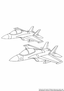 Kolorowanka samoloty wojskowe - dwa samoloty wojskowe w locie