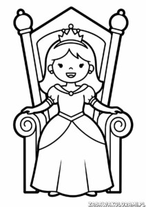 Księżniczki Kolorowanka dla dzieci - księżniczka na tronie