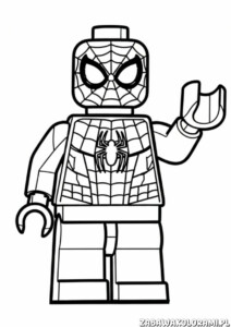 Lego Spiderman Kolorowanka - superbohater z maską i płaszczem w klasycznej pozie