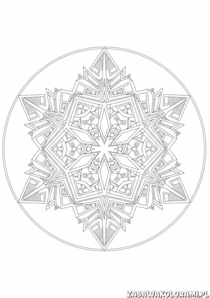 Płatek Śniegu Kolorowanka – Mandala, kolorowanka dla dzieci
