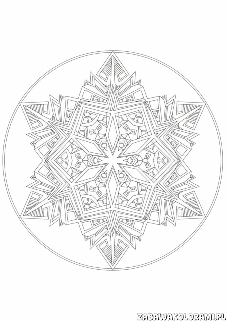 Płatek Śniegu Kolorowanka – Mandala, kolorowanka dla dzieci
