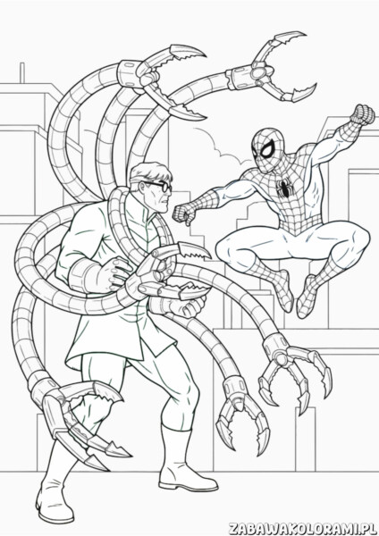 Spiderman kolorowanka dla chłopców - superbohater w akcji z Dr. Octopusem