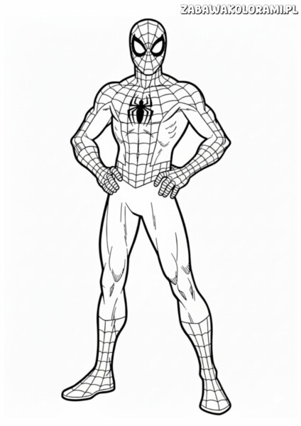 Spiderman kolorowanki: koloruj superbohatera w charakterystycznej pozie