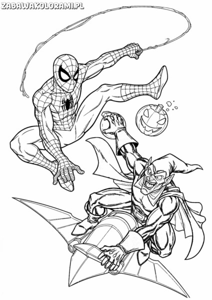 Spiderman uniwersum kolorowanki - kolorowanka z Spidermanem i przeciwnikiem w akcji