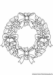 Stroik świątecznymi - kolorowanka z ozdobami i wstążkami