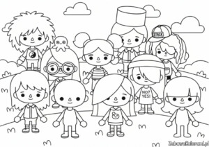 Toca Boca do druku - kolorowanka z wesołymi bohaterami