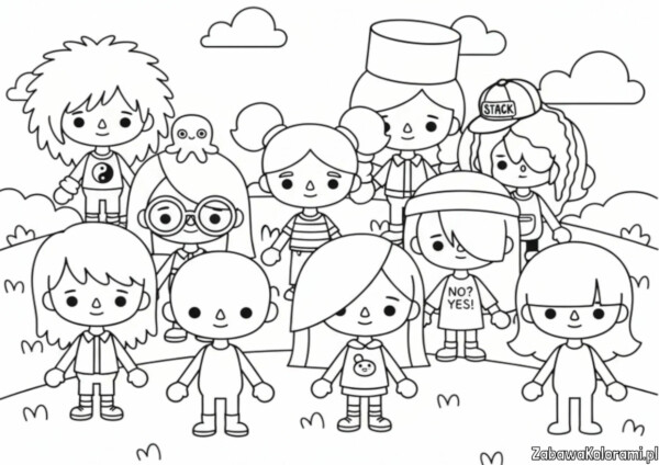 Toca Boca do druku - kolorowanka z wesołymi bohaterami