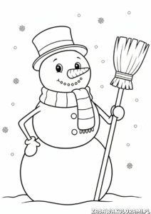 Zima kolorowanki do druku - kolorowanka z bałwanem