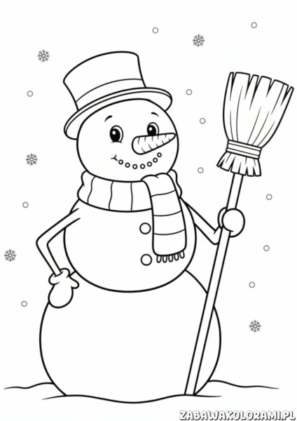 Zima kolorowanki do druku - kolorowanka z bałwanem
