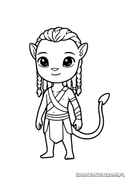 Avatar Kolorowanka: Elfka z długimi warkoczami i ogonkiem gotowa do zabawy