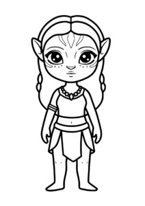 Grace Augustine – Kolorowanka Avatar: elfka z długimi włosami i skomplikowanym strojem