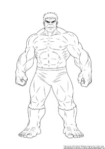 Hulk – Kolorowanka Avengers: Kolorowanka przedstawia potężnego Hulka w charakterystycznej pozie.