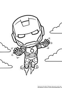 Kolorowanka Avengers – Iron Man: Iron Man w locie wśród chmur