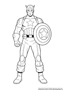 Kolorowanka Avengers – Kapitan Ameryka: Bohater w ikonicznym stroju z tarczą