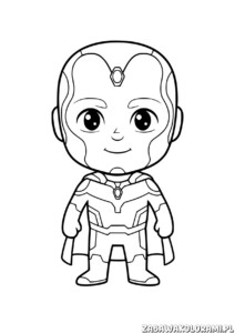 Kolorowanka Avengers – Vision: kolorowanka z uśmiechniętym superbohaterem w stylu chibi