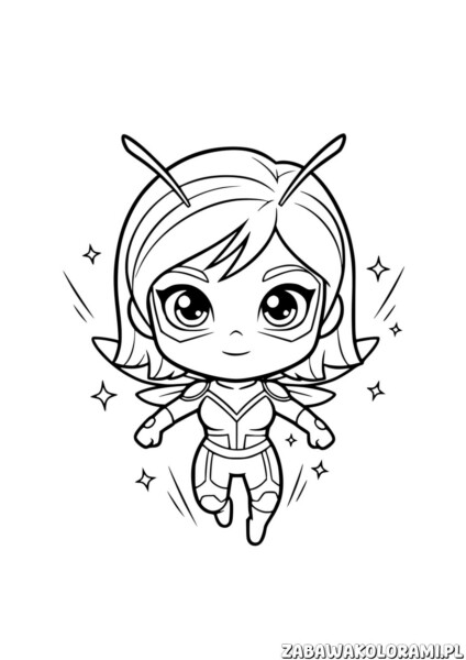 Kolorowanka Avengers – Wasp (Osa) – superbohaterka z antenkami i iskierkami