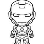 Kolorowanka Iron Man - superbohater w stylu chibi do pokolorowania