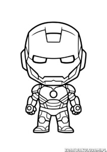 Kolorowanka Iron Man - superbohater w stylu chibi do pokolorowania