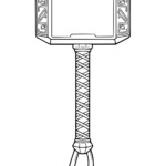 Kolorowanka Młot Thora Mjölnir - kolorowanka dla dzieci z mitologicznym młotem