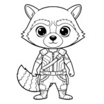 Kolorowanka Rocket Raccoon - Szop Rocket z broń w ręku