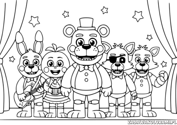 Kolorowanka fnaf do wydruku - zabawa z ulubionymi postaciami