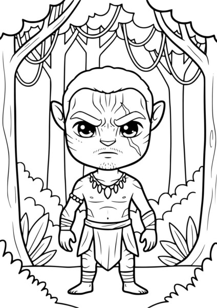 Quaritch – Kolorowanka Avatar: Avatara w lesie z naszyjnikiem i opaskami na ręce