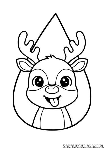 Renifer Malowanka - kolorowanka z radosnym reindeerem w kapeluszu