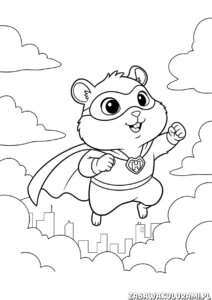 Super chomik kolorowanka - superbohater w masce i płaszczu z emblematem w kształcie serca