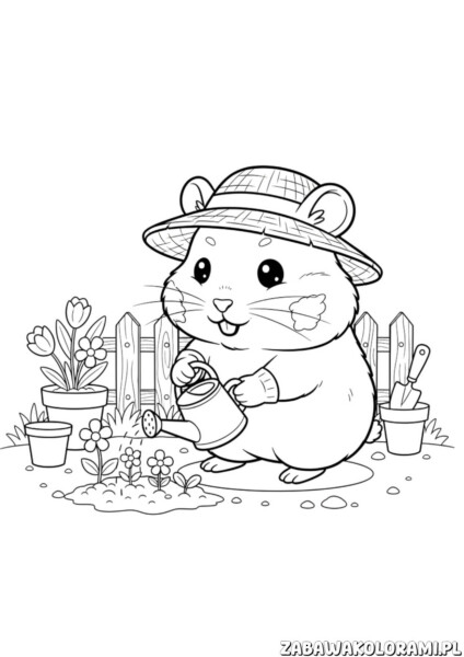 Chomik kolorowanka - puszysty przyjaciel w ogrodzie